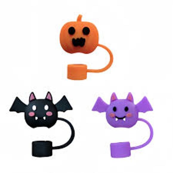 4 Pcs Halloween Straw Cover Cap Silicone Cup Gifts Topper includes case - Picture 1 of 2